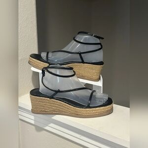 Black Espadrille Wedge Sandals